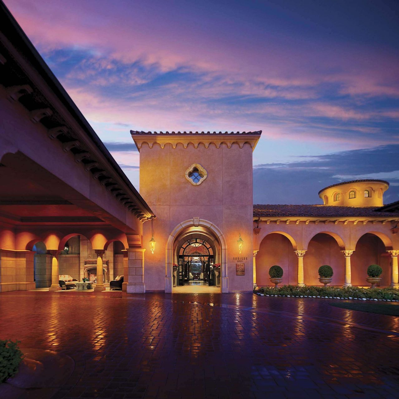 Night time exterior view of Fairmont Grand Del Mar